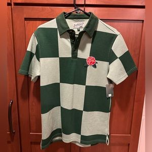 NWT Bogie Boys Polo - Green Checkered w/ Rose Detail - Size S